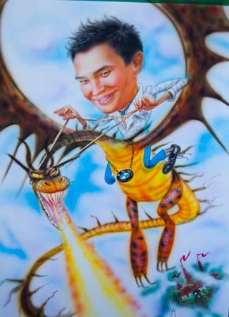 вы когда нибудь мечтали о полёте на драконе, воздушное шоу на бумаге художника- шаржиста